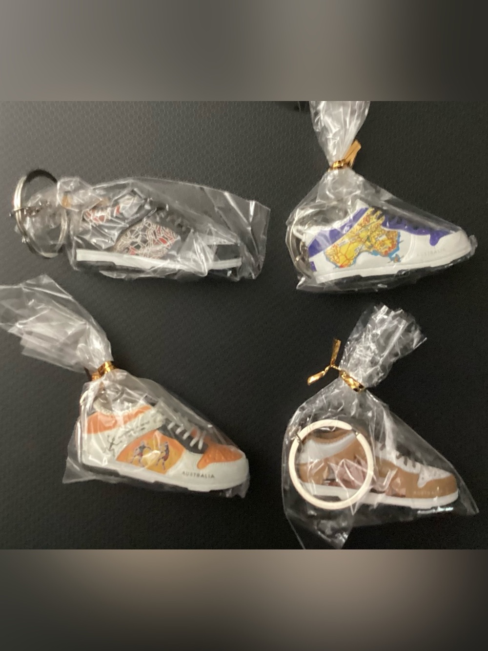 Set of 4 Australia Souvenir Mini 3D  Sneaker Keychain Collectible Gift